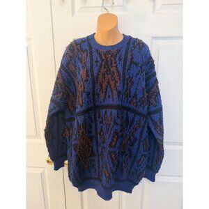 Vintage Lanas del Este Uruguay Mens Hand Knit Wool Sweater XXL